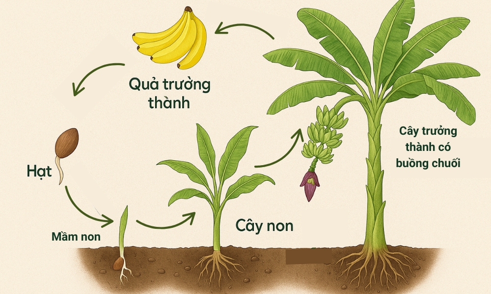 Vòng đời phát triển của cây chuối