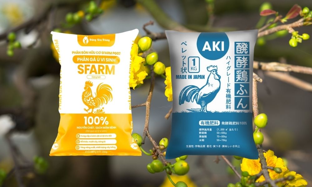 Bạn có thể dùng phân gà dạng bột hoặc phân gà AKI viên nén của SFARM Bạn có thể dùng phân gà dạng bột hoặc phân gà AKI viên nén của SFARM