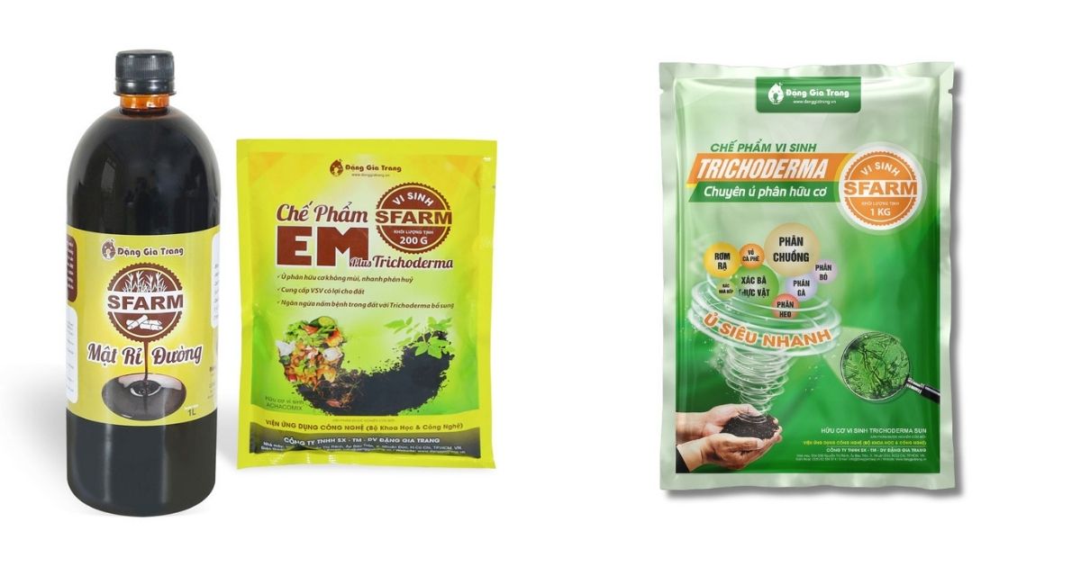 Bộ đôi chế phẩm EM - Mật rỉ đường và Trichoderma chuyên dùng ủ phân
