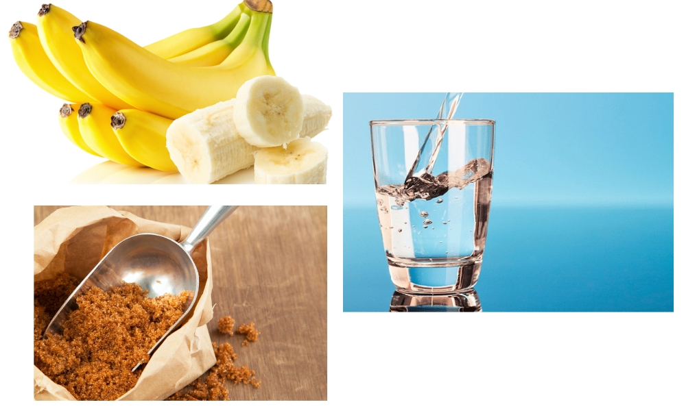 Chuẩn bị chuối chín, đường nâu, nước sạch (để 1–2 ngày để bay clo).