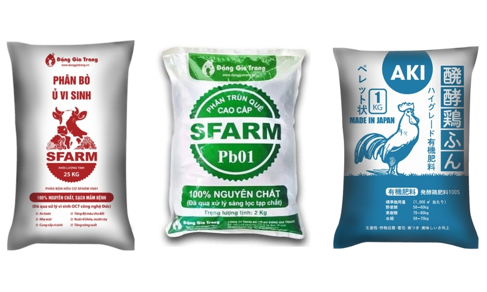 Phân bò, phân trùn quế hoặc phân gà bổ sung dinh dưỡng tự nhiên, giàu mùn