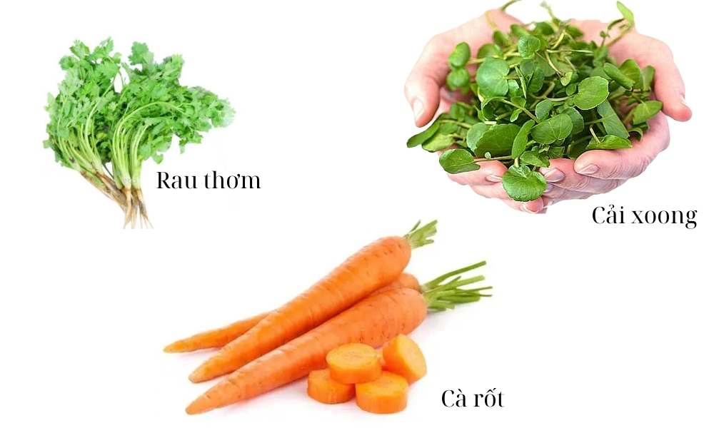 Miền Trung: Rau gia vị, cải xoong, cà rốt