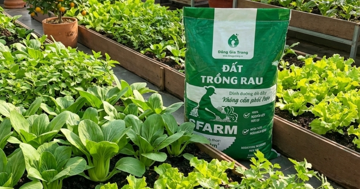 Sử dụng đất trồng rau SFARM tiện lợi an toàn cho sân nhà ngày Tết