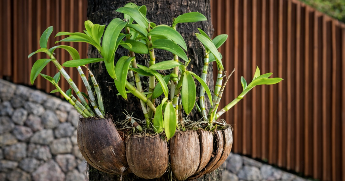 Trồng lan bằng xơ dừa đúng cách