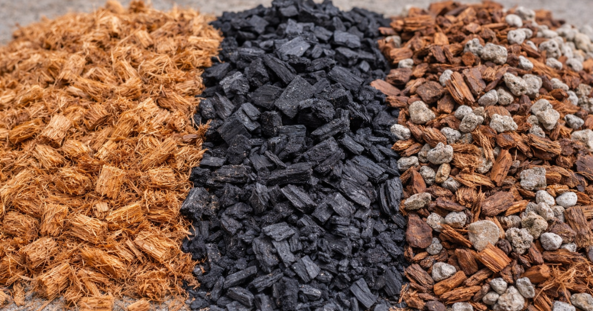 Chuẩn bị xơ dừa và vật liệu phối trộn