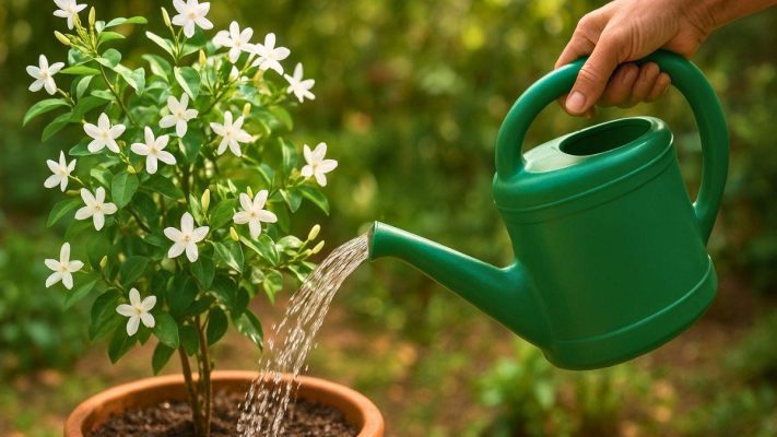 Nước tưới là một trong những điều kiện sinh trưởng của hoa nhài