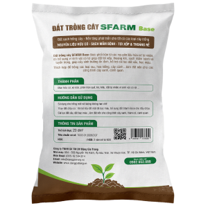mặt sau bao bì đất trồng cây SFARM Base